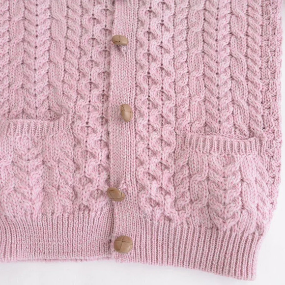 Ireland  Seye 100% Wool Ribbed Lilac Button Down Cardigan XS - Picture 8 of 14